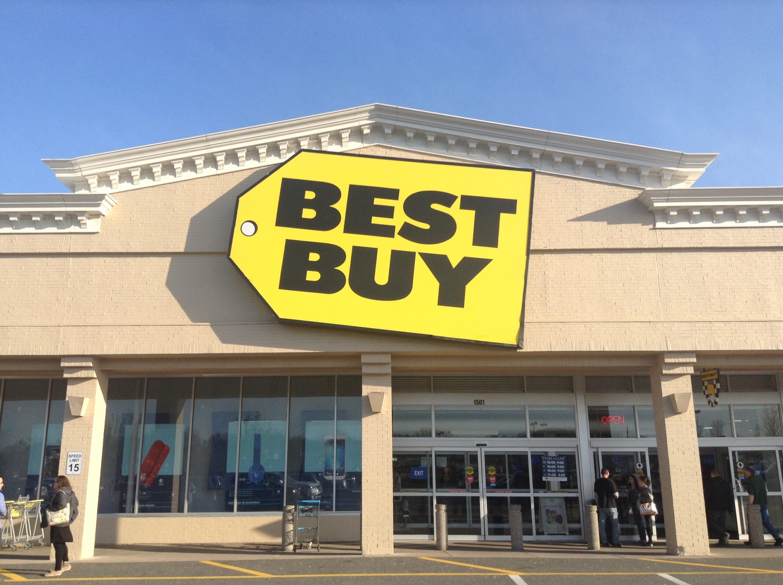 The exterior of a Best Buy retail store.