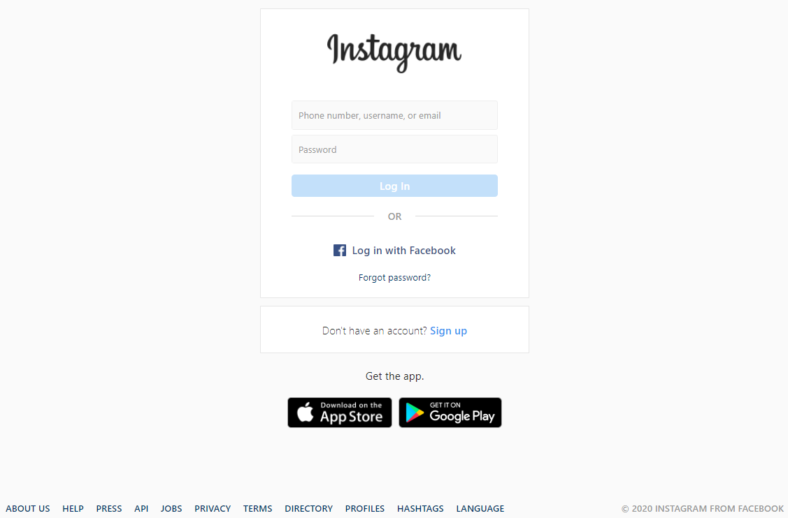 The Instagram social media platform interface