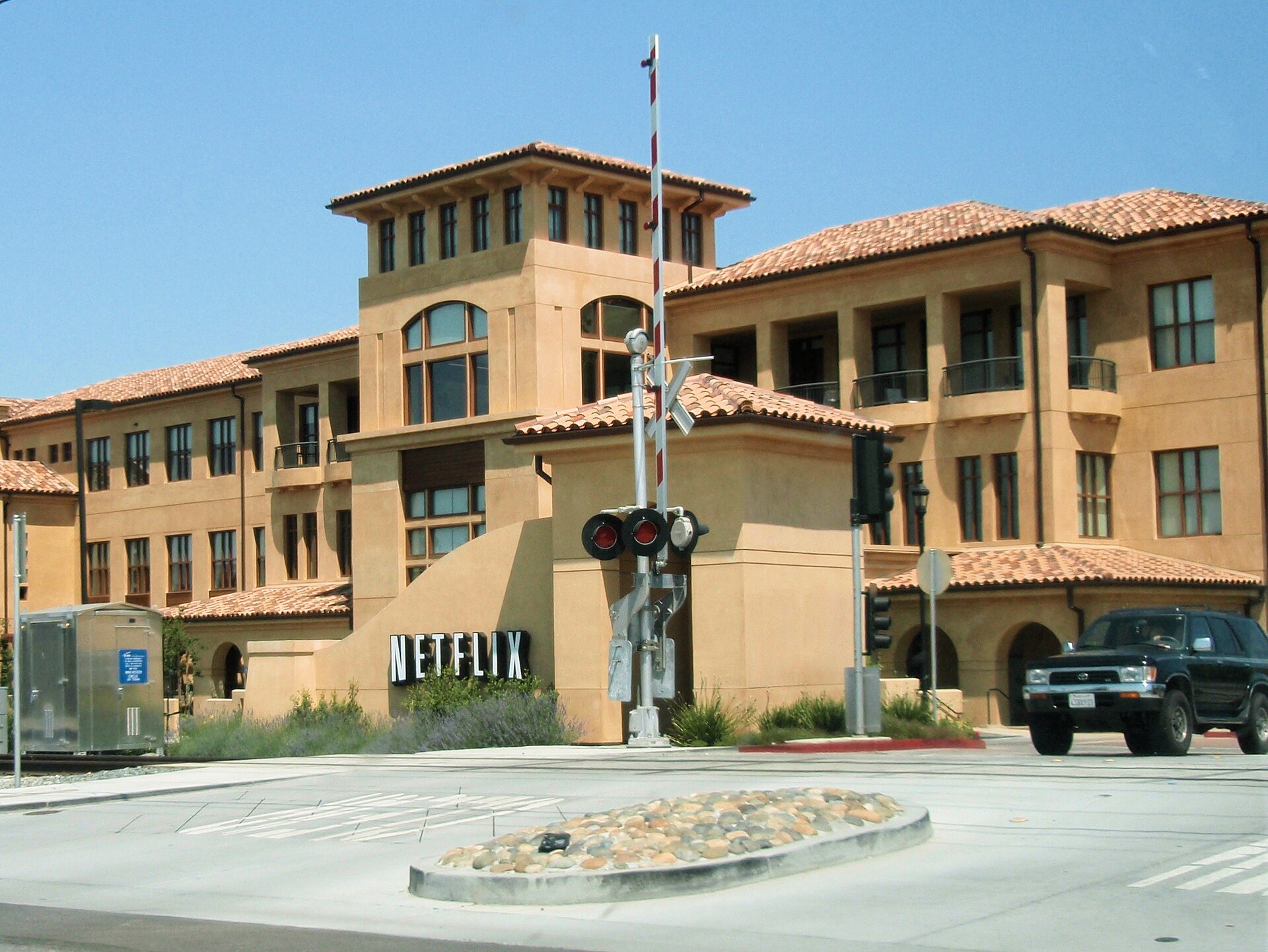 The Netflix headquarters building in Los Gatos, California.
