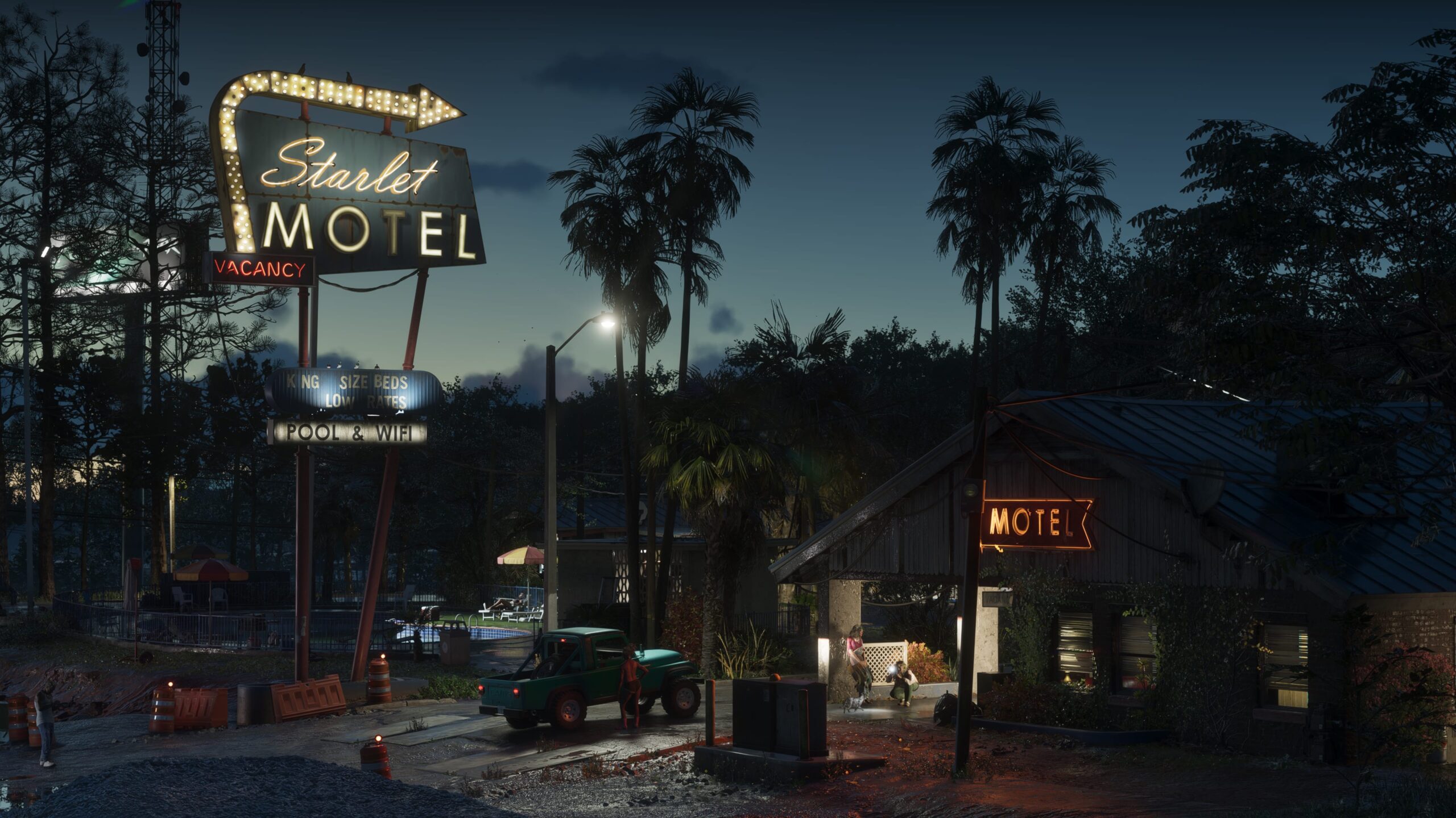 Official Grand Theft Auto VI screenshot of a motel in Port Gellhorn.